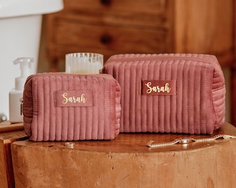 Personalized Velvet Makeup Bag, Gift for Mom, Custom Cosmetic Pouch, Bridesmaid Gift, Travel Toiletry Bag, Christmas Gift for Her