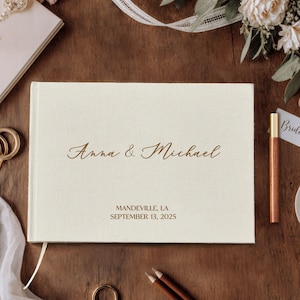 Libro de visitas de boda personalizado • Álbum de tapa dura de lino personalizado • Libro de visitas con fotos Polaroid • Libro de recuerdos de boda y aniversario