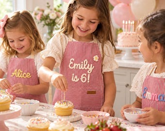 Personalized Family Apron, Embroidered Name Apron, Kids Baking Apron, Custom Family Apron, Toddler Cooking Gift, Birthday & Christmas Gifts