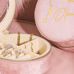 Portagioie personalizzato Costellazione, Portagioielli rotondo, Portagioielli personalizzabile, Regalo di laurea, Regalo per lei, Regalo personalizzato per lei Nude Pink