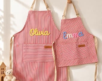 Personalized Family Apron, Embroidered Name Apron, Kids Baking Apron, Custom Family Apron, Toddler Cooking Gift, Birthday & Christmas Gifts