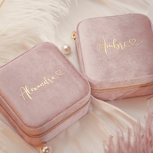 Benutzerdefinierte Name Samt Reise Schmuckschatulle • Personalisierte Schmuckschatulle • Personalisierte Brautjungfer Hochzeitsbevorzugungen • Muttertagsgeschenk
