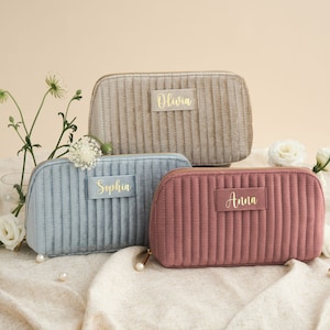 Benutzerdefinierte Samt Make-up Tasche • Brautjungfer Geschenke Vorschlag • Personalisierte Kosmetiktasche • Junggesellinnenabschied • Geschenk für Sie
