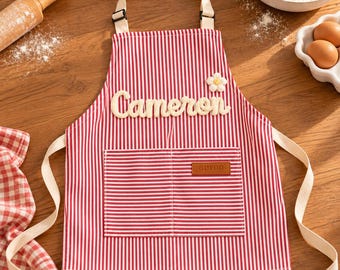 Personalized Family Apron, Embroidered Name Apron, Kids Baking Apron, Custom Family Apron, Toddler Cooking Gift, Birthday or Christmas Gifts
