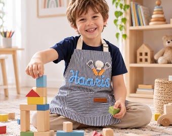 Personalized Family Apron, Embroidered Name Apron, Kids Baking Apron, Custom Family Apron, Toddler Cooking Gift, Birthday or Christmas Gifts