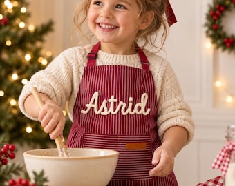 Personalized Family Apron, Embroidered Name Apron, Kids Baking Apron, Custom Family Apron, Toddler Cooking Gift, Birthday or Christmas Gifts
