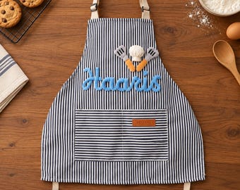 Personalized Family Apron, Embroidered Name Apron, Kids Baking Apron, Custom Family Apron, Toddler Cooking Gift, Birthday or Christmas Gifts
