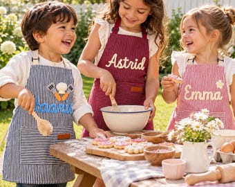 Personalized Family Apron, Embroidered Name Apron, Kids Baking Apron, Custom Family Apron, Toddler Cooking Gift, Birthday or Christmas Gifts