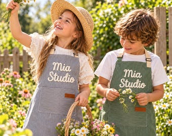 Personalized Family Apron, Embroidered Name Apron, Kids Baking Apron, Custom Family Apron, Toddler Cooking Gift, Birthday or Christmas Gifts