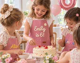 Personalized Family Apron, Embroidered Name Apron, Kids Baking Apron, Custom Family Apron, Toddler Cooking Gift, Birthday & Christmas Gifts
