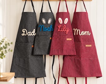 Personalized Family Apron, Embroidered Name Apron, Kids Baking Apron, Custom Family Apron, Toddler Cooking Gift, Birthday or Christmas Gifts