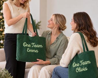 Personalized Embroidered Corduroy Tote Bag, Gifts for Your Team, Gift for Her, Bridesmaid & Bachelorette Gifts, Christmas Gifts for Her