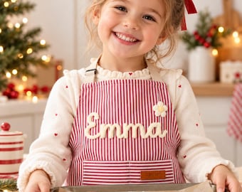 Personalized Family Apron, Embroidered Name Apron, Kids Baking Apron, Custom Family Apron, Toddler Cooking Gift, Birthday or Christmas Gifts