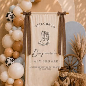 Custom Baby Shower Sign, Personalized Baby Shower Welcome Sign, Linen Fabric Baby Shower Backdrop, Baby Shower Decorations, Hello Baby Sign image 12