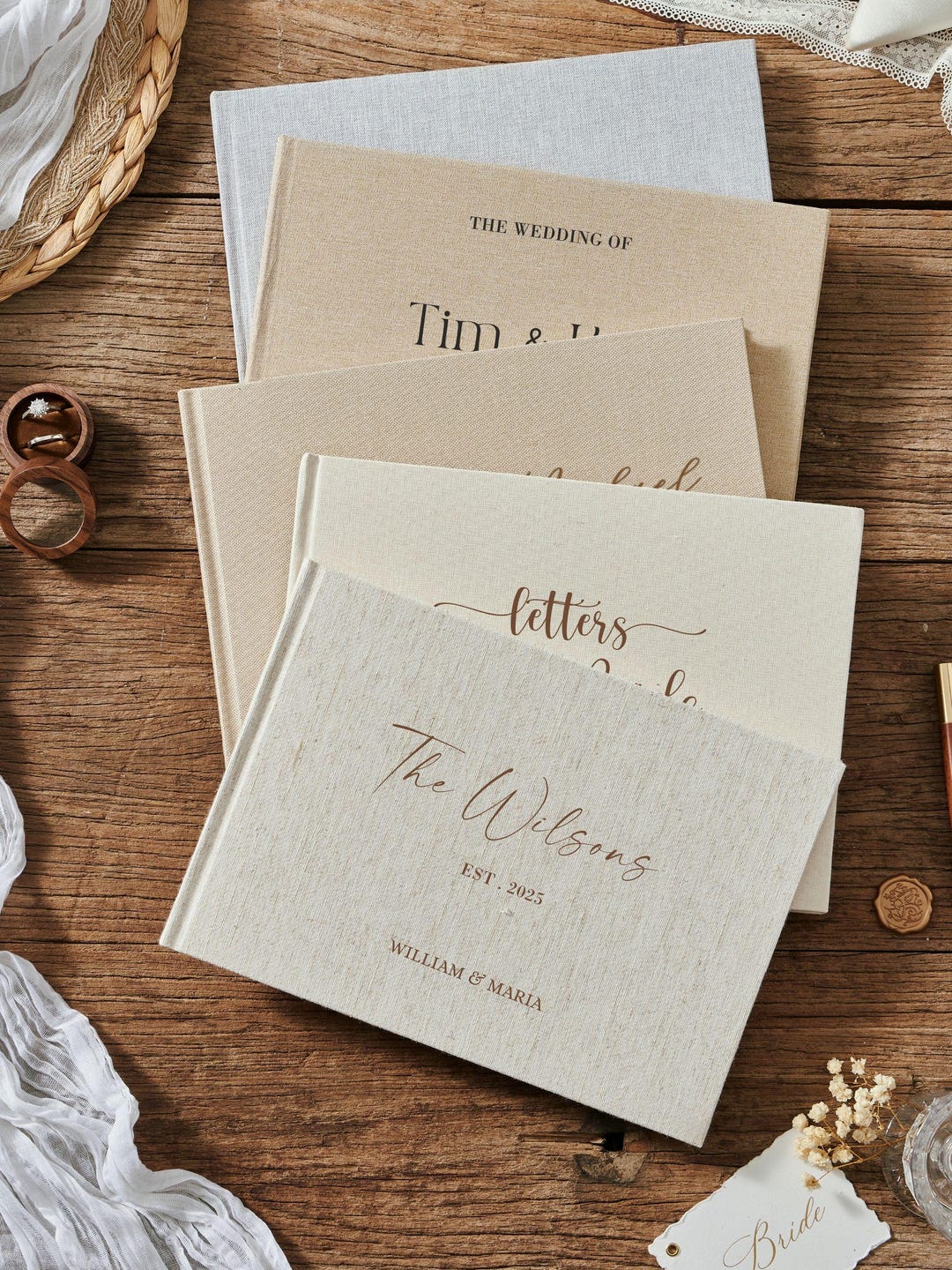 Custom Wedding Guest Book • Personalized Linen Hardcover Album • Polaroid Photo Guestbook • Wedding Keepsake & Anniversary Memory Book
