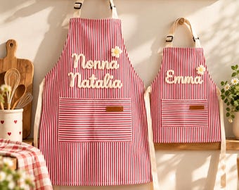 Personalized Family Apron, Embroidered Name Apron, Kids Baking Apron, Custom Family Apron, Toddler Cooking Gift, Birthday or Christmas Gifts