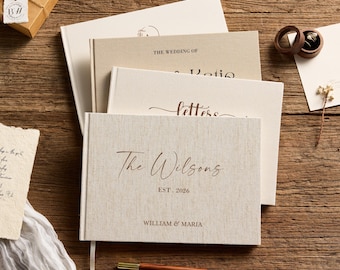 Custom Wedding Guest Book • Personalized Linen Hardcover Album • Polaroid Photo Guestbook • Wedding Keepsake & Anniversary Memory Book