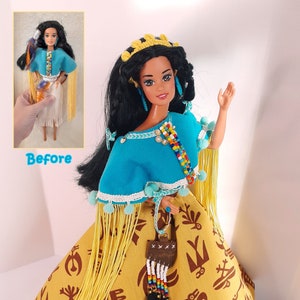 OOAK Rescue Doll - 1993 Dolls of the World Native American Barbie Doll met vernieuwde jurk