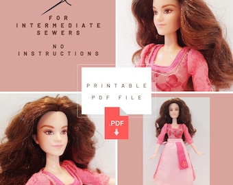 PDF Pattern - Belle Live Action Peasant Dress For Disney Dolls