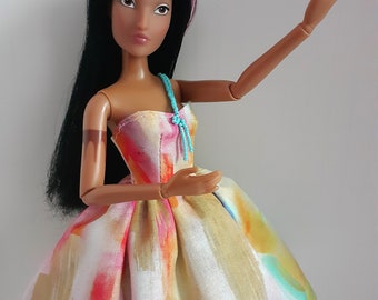 OOAK Rescue Doll - Disney Princess Pocahontas Colors of the Wind Inspired Party Dress with Rerooted Hair