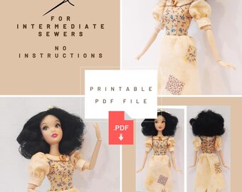 PDF Pattern - Snow White Peasant Dress For Disney Dolls