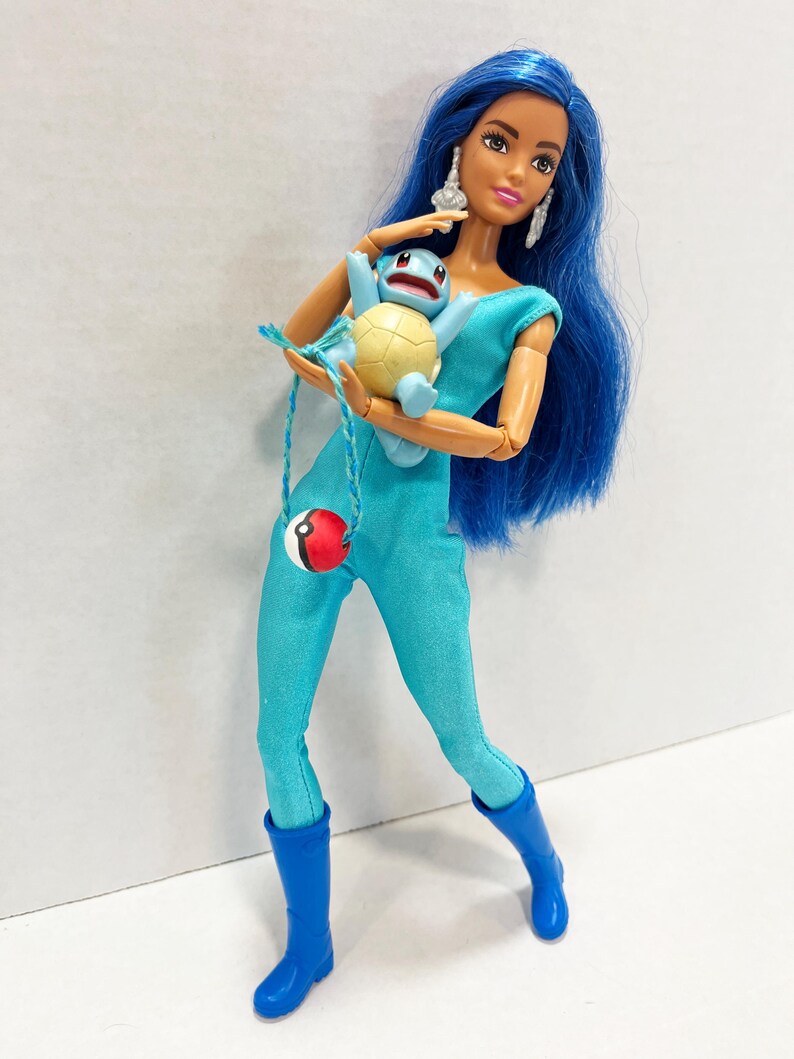 OOAK Rescue Doll - Pokemon Inspired Water Type Trainer with Squirtle and Croconaw bild 17