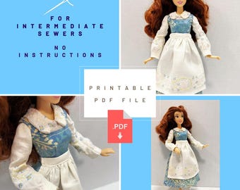 PDF Pattern - Belle Peasant Dress For Disney Dolls