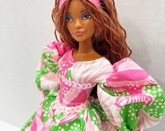 OOAK Rescue Doll - Disney The Little Mermaid Ariel Halle Bailey Inspired Pink Ballgown Dress