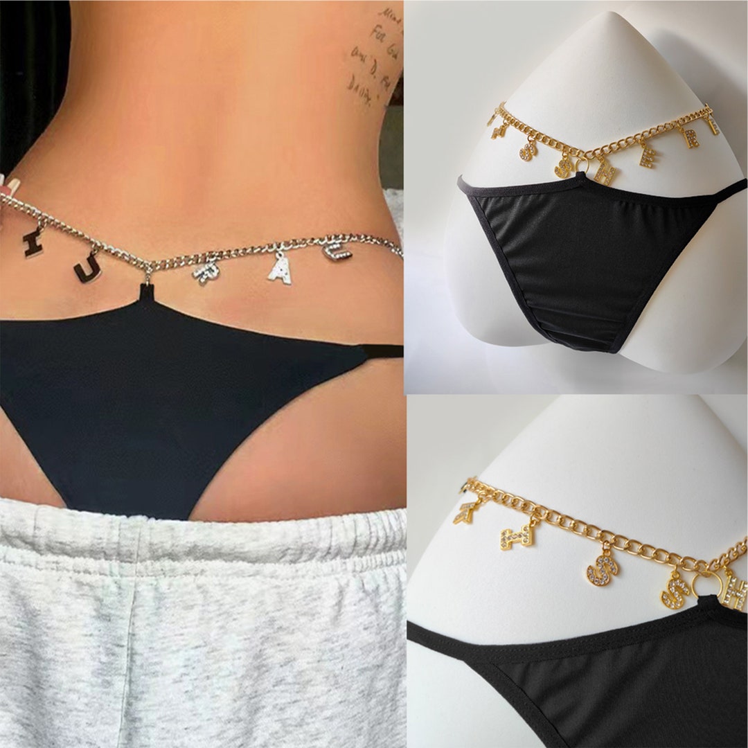 Custom Thong Chain Gstrings Custom Name Belly Chain Etsy