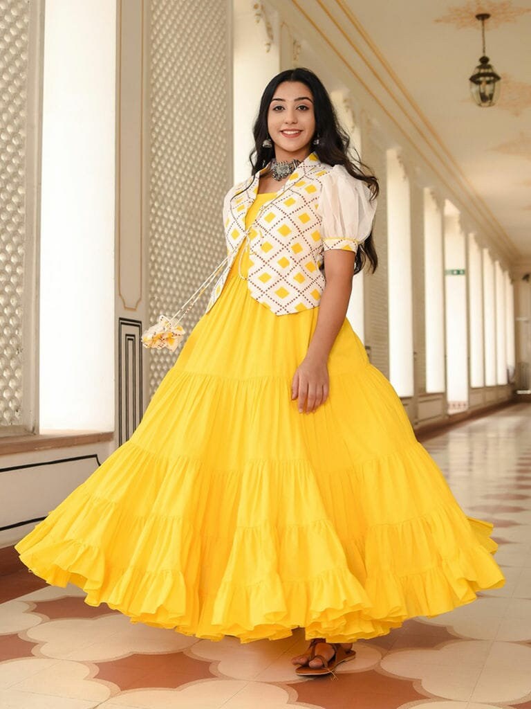 long anarkali with jacket
