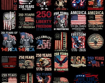 USA 250th Anniversary PNG Bundle, Cricut Digital Download, 1776-2026 America Design, Patriotic 4th of July Gift, We The People Design