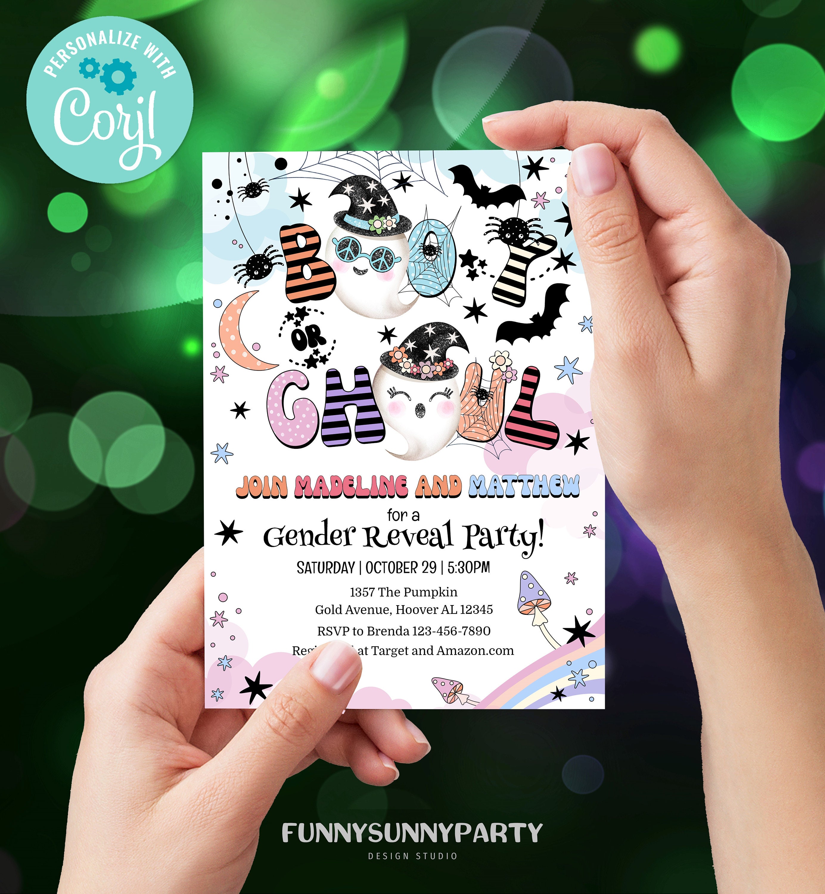 Printable Halloween Gender Reveal Party Invitation. EDITABLE - Etsy