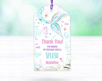 Printable Mermaid Birthday Party Favor Tag Template - Etsy