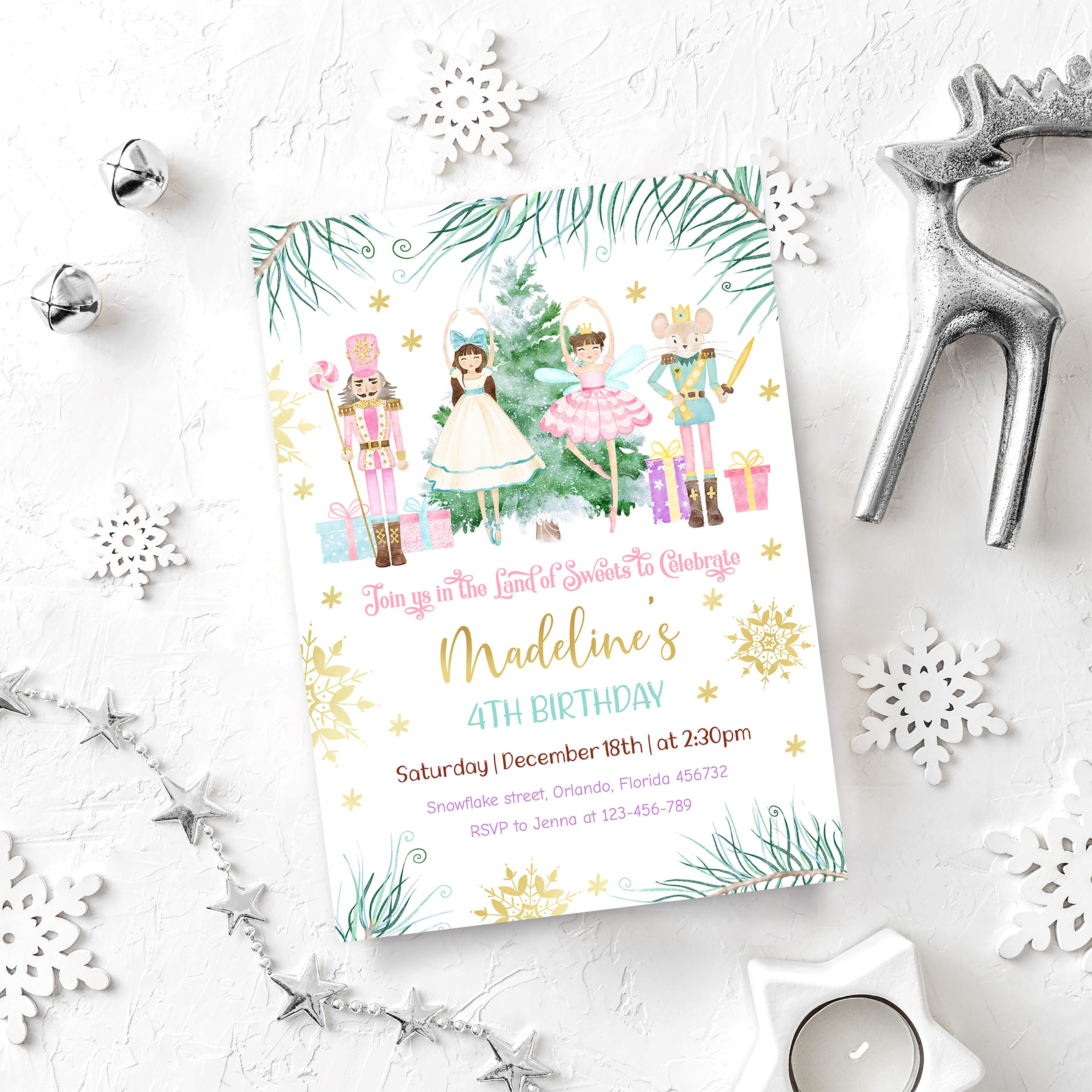 EDITABLE NUTCRACKER Birthday Invitations. Printable Land of - Etsy