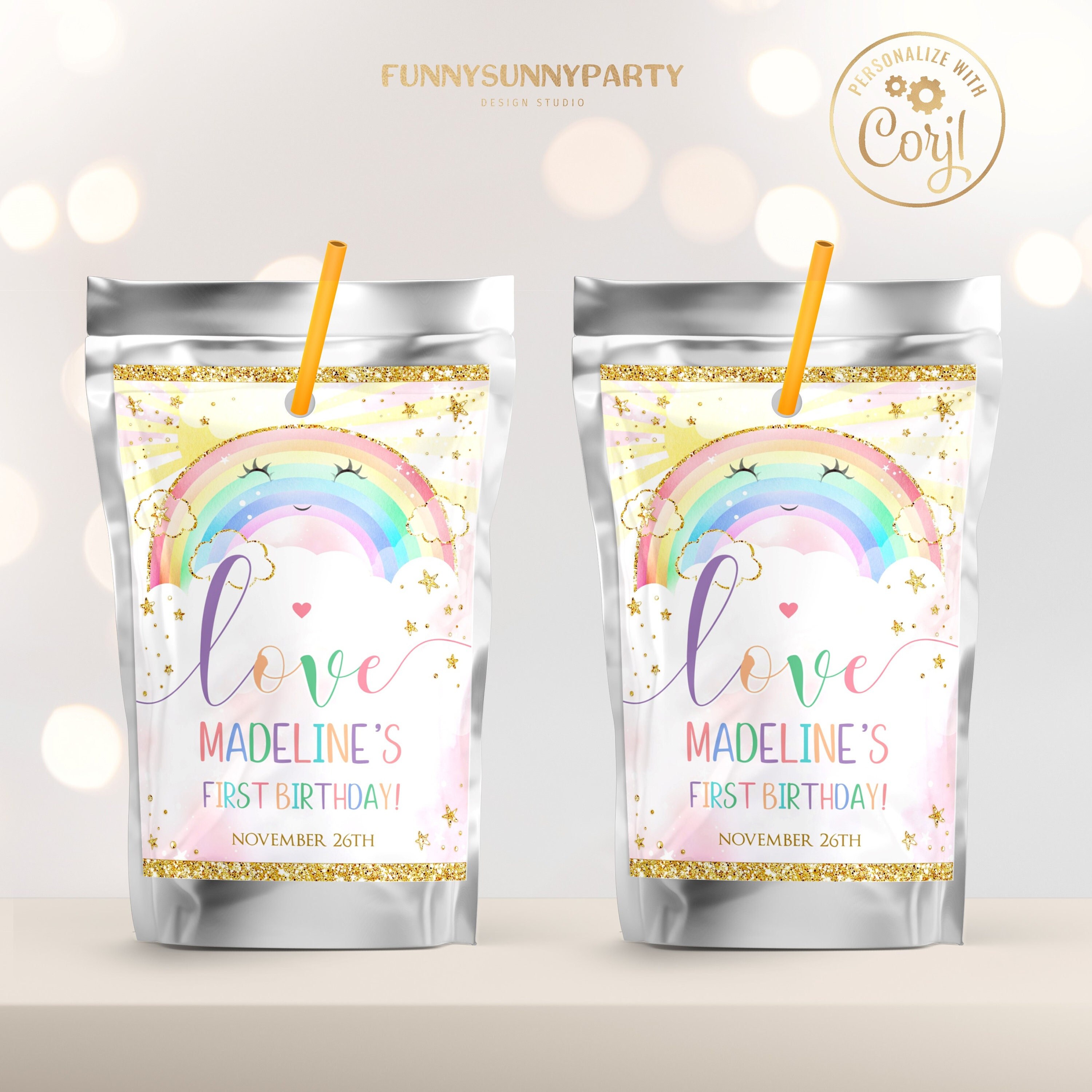 PRINTABLE RAINBOW Birthday Party Favor Capri Sun Wrapper. Etsy
