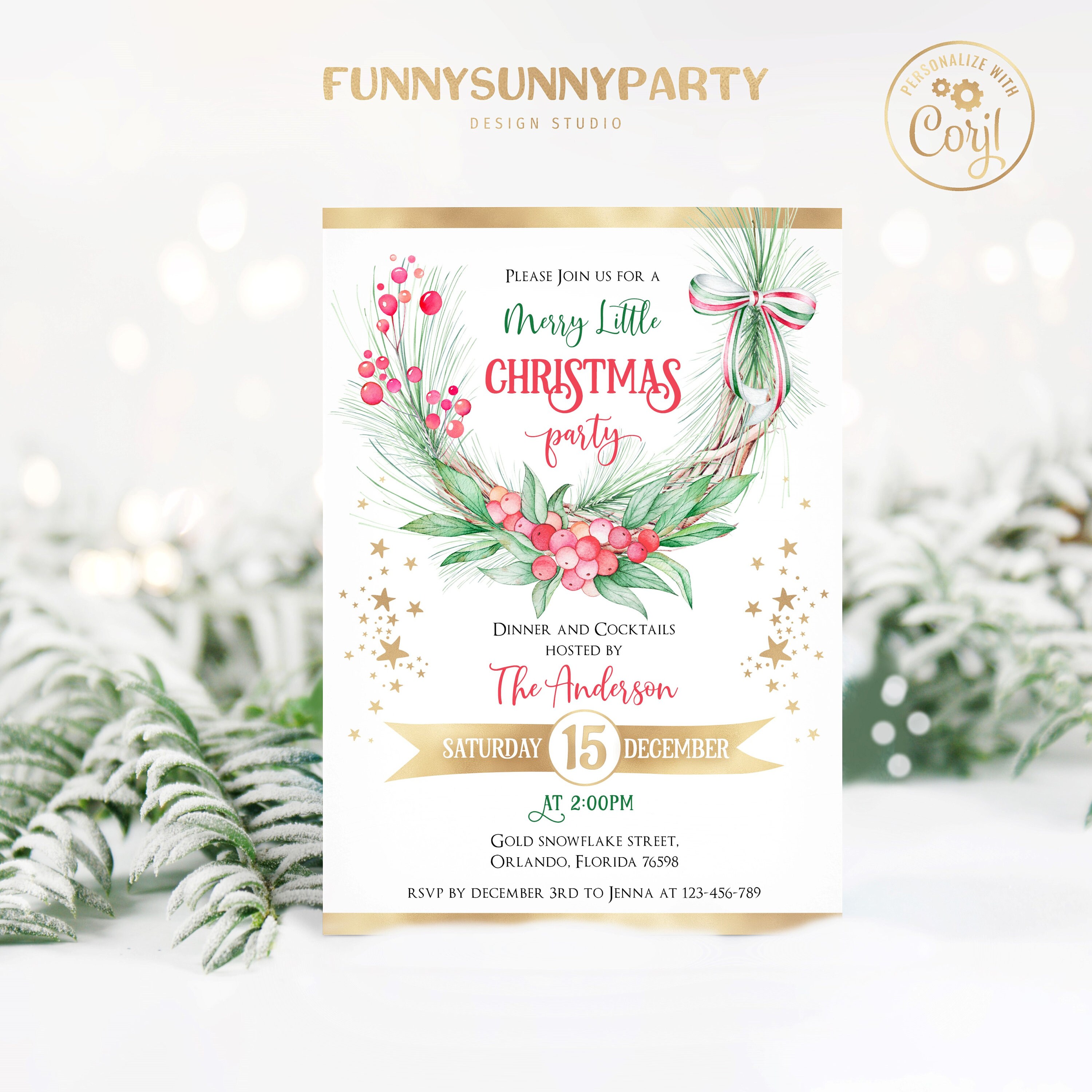 Editable Christmas Party Invitation. Printable Holiday Party - Etsy
