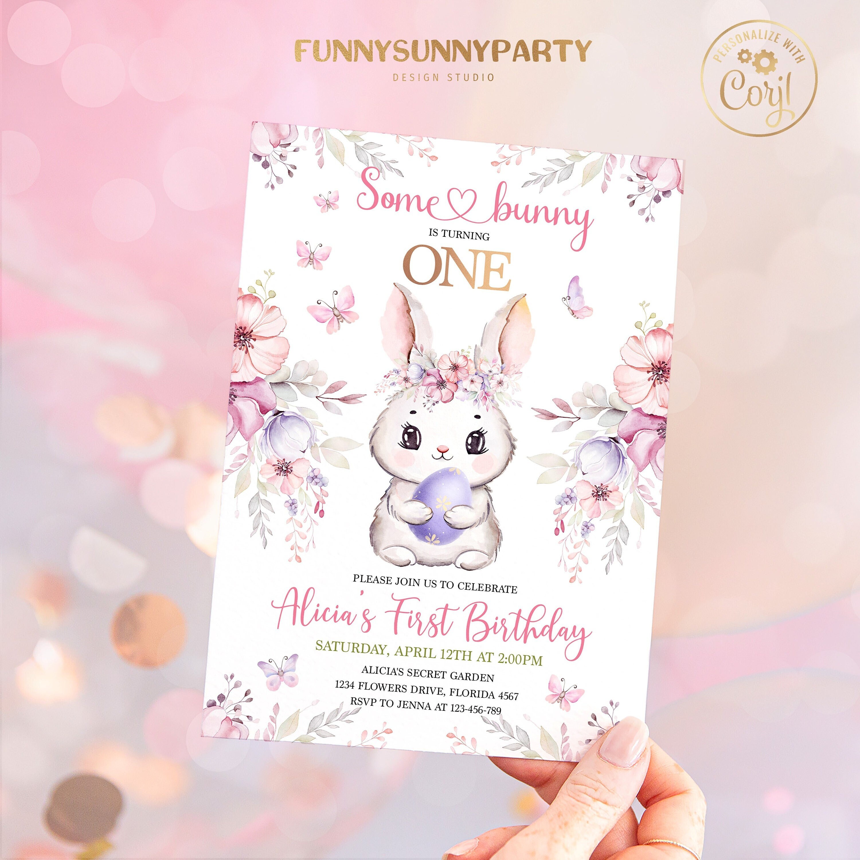 Easter Bunny 1st Birthday Photo Banner – Glitter Monthly Milestone Banner For Baby Girls, Spring Easter Party Decor - View #10