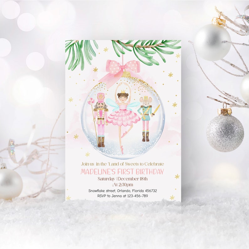Printable NUTCRACKER Birthday Party Invitations. EDITABLE Sugar Plum