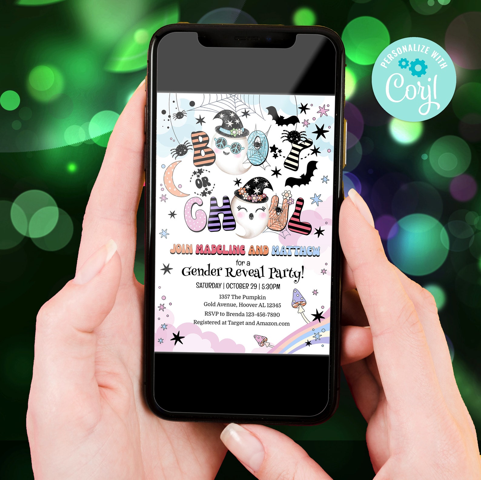 Printable Halloween Gender Reveal Party Invitation. EDITABLE - Etsy