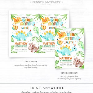 Printable Dinosaur Birthday Invitations. EDITABLE Boy Birthday - Etsy