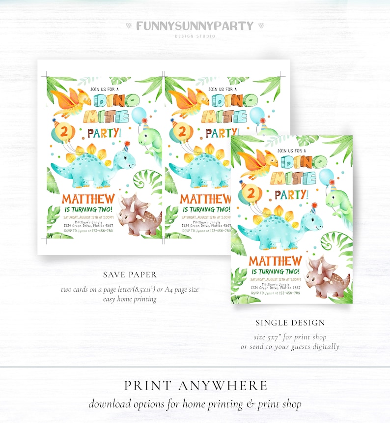 Printable Dinosaur Birthday Invitations. EDITABLE Boy Birthday Etsy