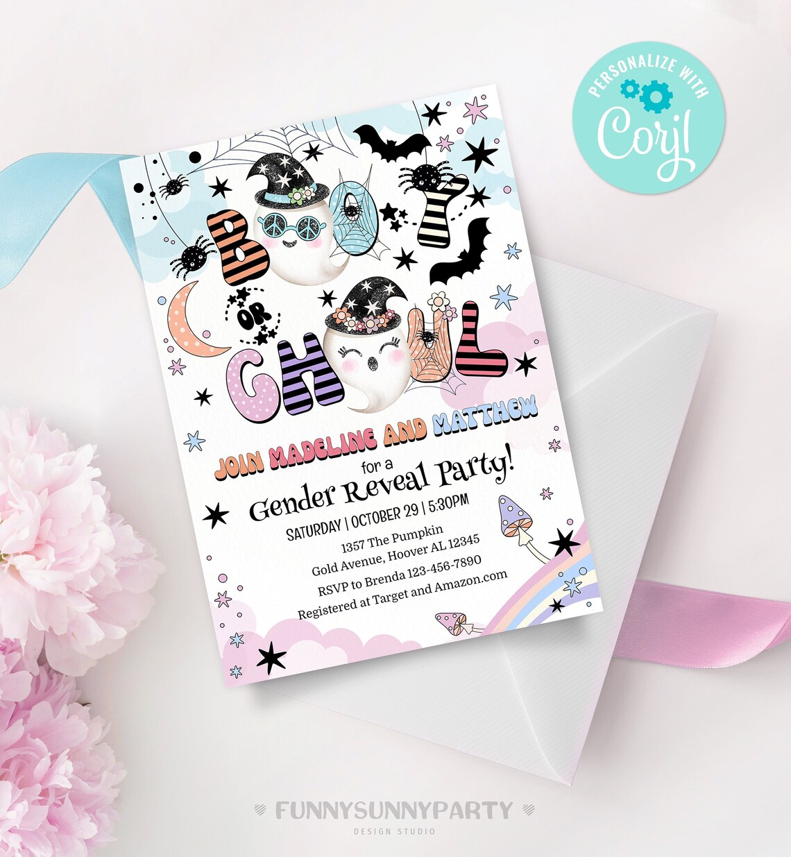 Printable Halloween Gender Reveal Party Invitation. EDITABLE - Etsy