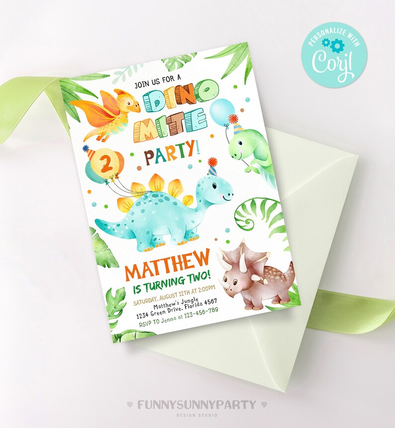 Printable Dinosaur Birthday Invitations. EDITABLE Boy Birthday Etsy