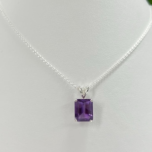 Sterling Silver Natural Amethyst Necklace - 10X8mm - Birthstone Jewelry - Gemstones - February Birthstone