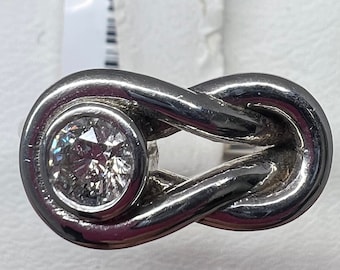 14K White Gold Knot Diamond Ring- Vintage, Estate- Gifts For Her