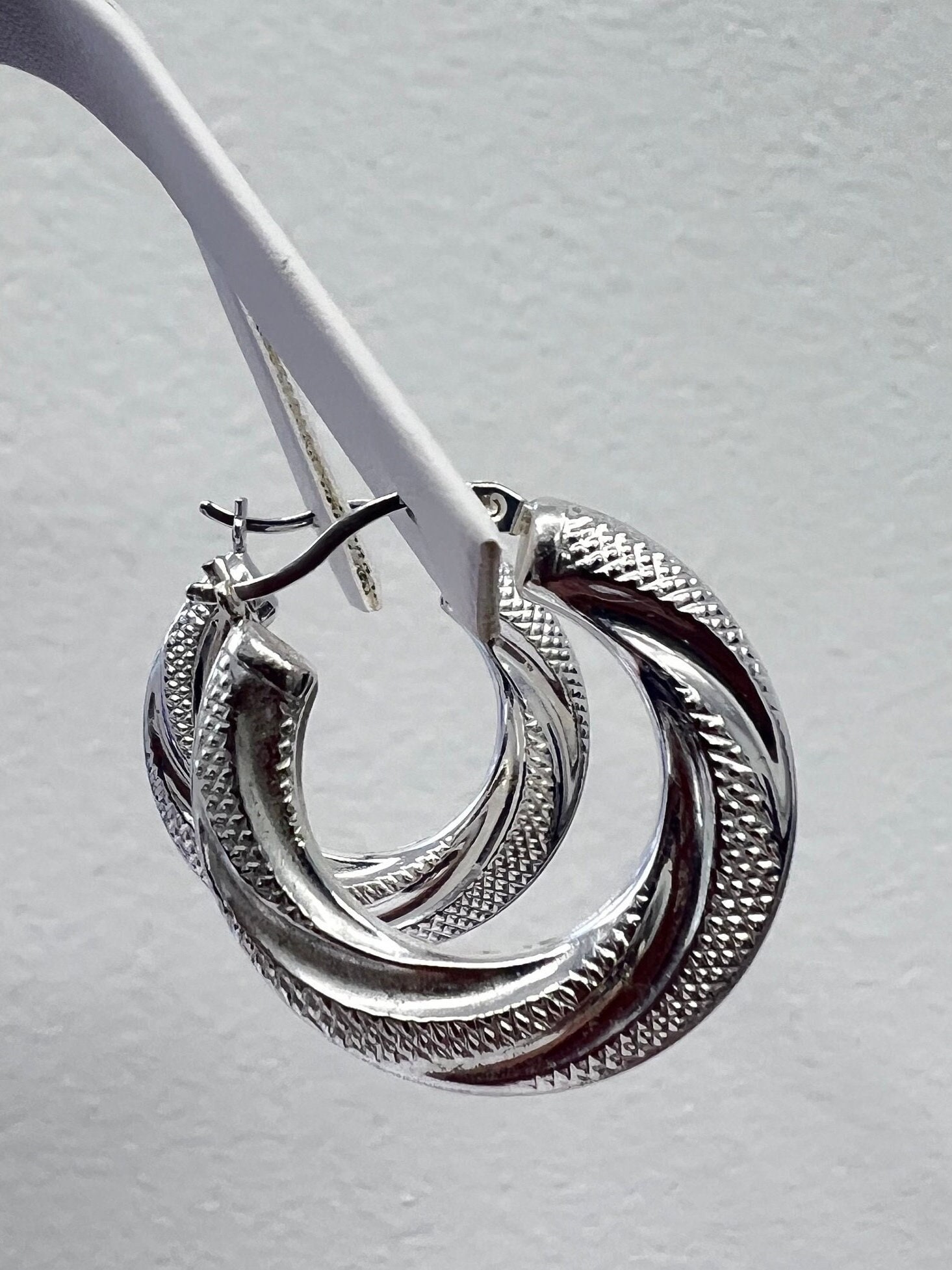 Sterling Silver Vintage Hoop Earrings- Diamond Cut- Vintage, Estate- Gifts for her
