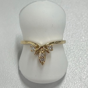 Marquise Natural Diamond Ring – 14k Yellow Gold Engagement or Stacking Ring – Dainty Vintage Inspired Fine Jewelry - Vintage, Estate