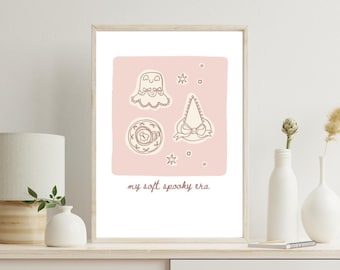 Soft Spooky Season Print: Pink Halloween Home Decor (Digital Download)