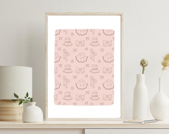 Bows and Ghosts Spooky Season Print: Luxury Home & Office Decor Fall Halloween (Digital Download)