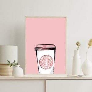 Pink Starbucks Coffee Cup Print: Luxury Home & Office Decor (Digital Download)
